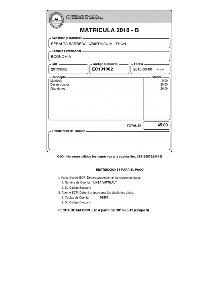 Matricula | PDF