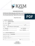 RZIM Academy Scholarship Application PDF