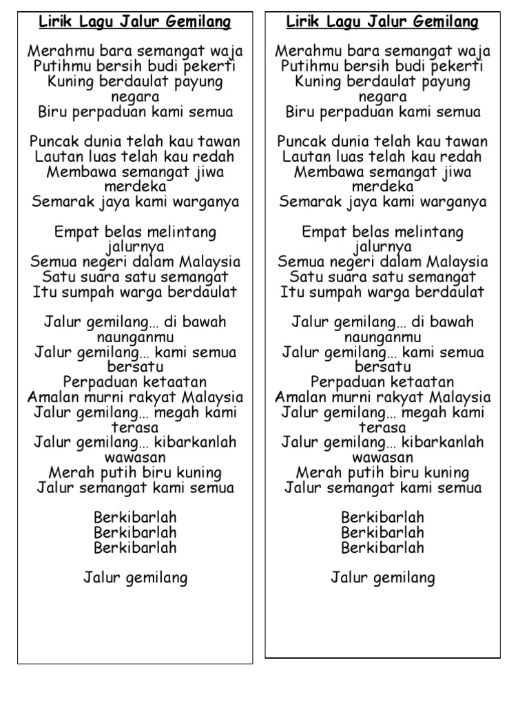 Lirik Lagu Jalur Gemilang Pdf