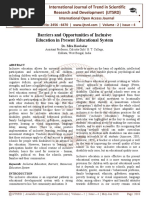 Barriers and Opportunities of Inclusive Education in Present Educational System
