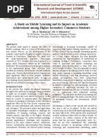 A Study On Mobile Learning and Its Impact On Academic Achievement Among Higher Secondary Commerce Students