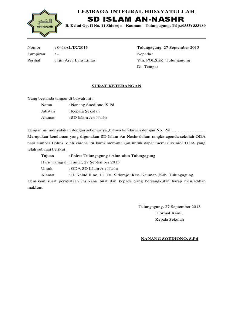 Download 79+ Contoh Surat Surat Izin Sekolah Islam Gratis Terbaru