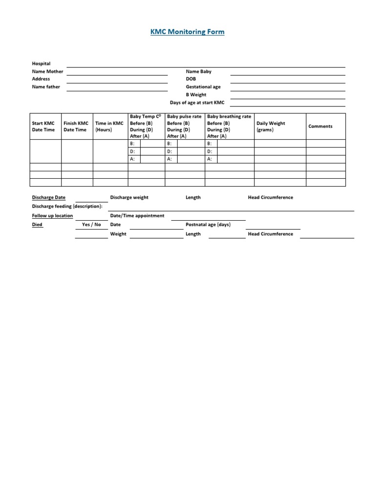 KMC Monitoring Form Template | PDF