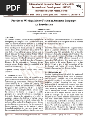 Practice of Writing Science Fiction in Assamese Language: An Introduction