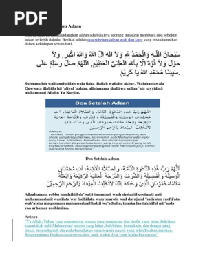 Bacaan Doa Sebelum Adzan Pdf