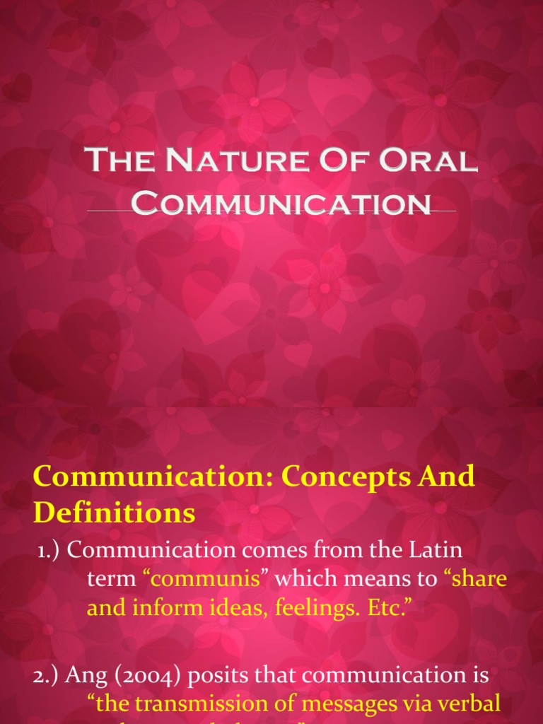 The Nature of Oral Communication PDF Nonverbal Communication