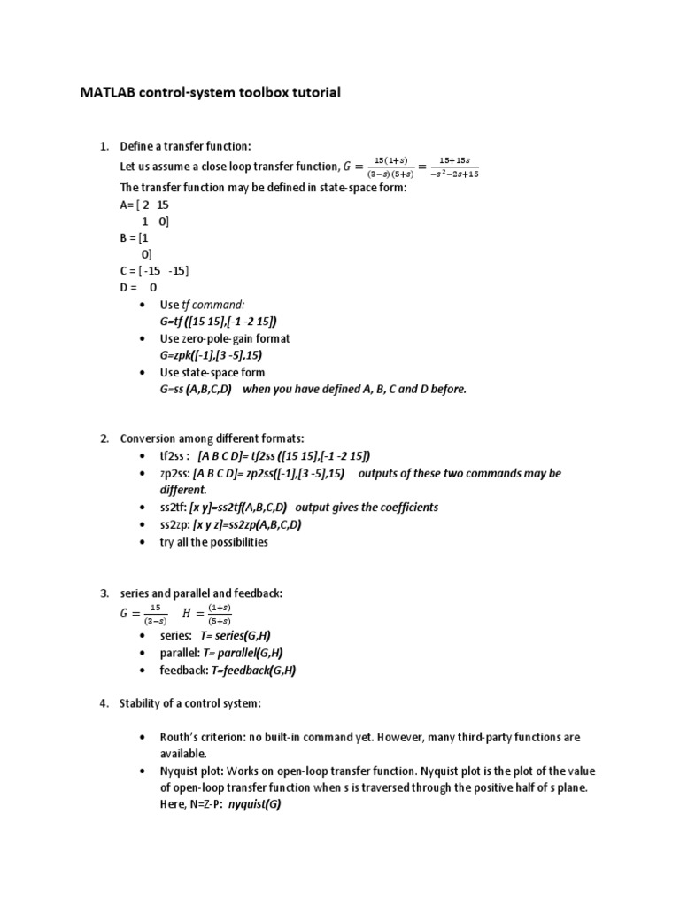 MATLAB Control-System Toolbox Tutorial | PDF | Applied Mathematics ...
