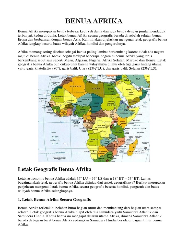 Pengaruh letak geografis terhadap kondisi iklim di benua afrika