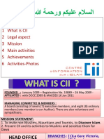 Agenda Du Jour:: 1 What Is CII 2 Legal Aspect 3 Mission 4 Main Activities 5 Achievements 6 Activities-Photos