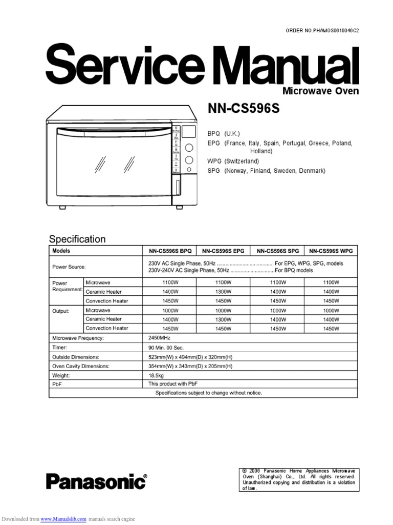 Panasonic NN-CS596S Oven Service Manual | PDF | Power Supply | Power ...