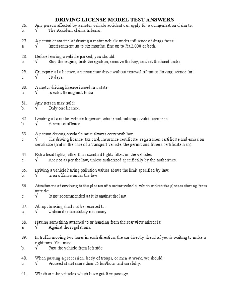 Driving License Model Test Answers PDF Traffic Traffic Light