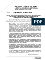 Comunicado PNP #27 - 2018