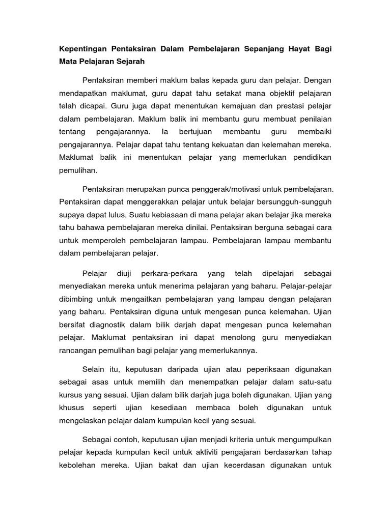 Kepentingan Pentaksiran Pdf