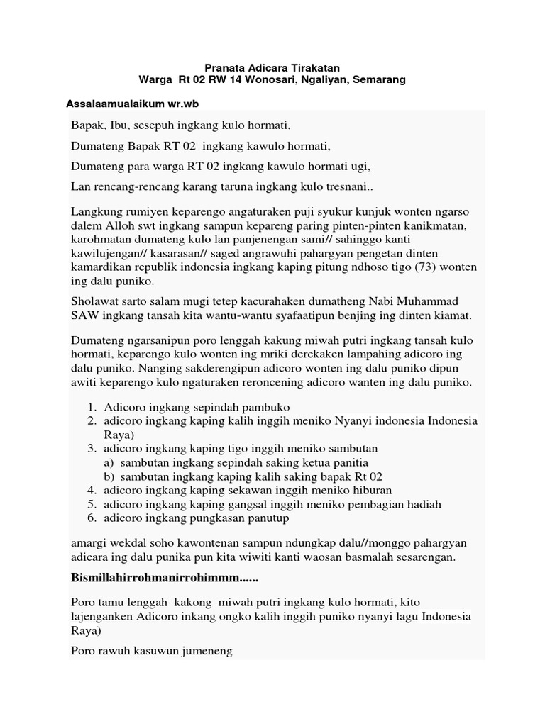 Contoh Teks Mc Acara Hut Ri 17 Agustus Bahasa Mas Roziq Blog