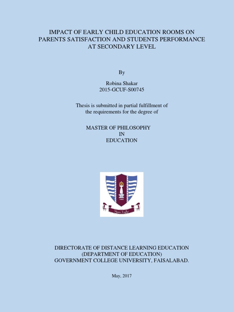 Talha Thesis PDF Early Childhood Education Thesis