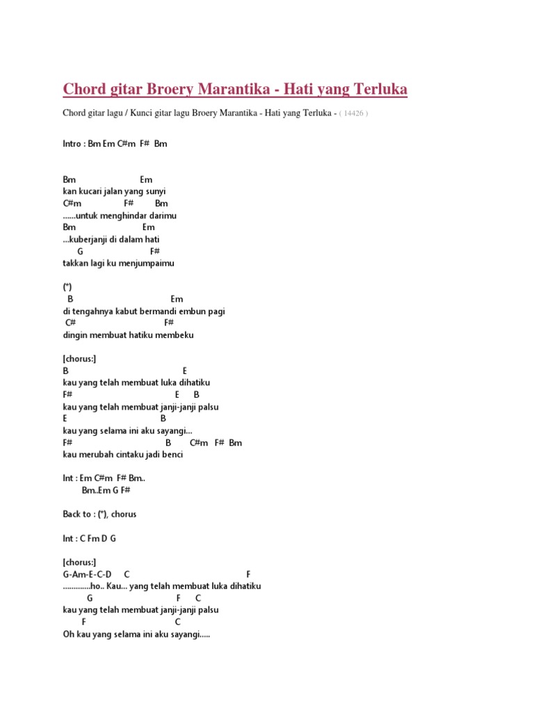 Chord Gitar Broery Marantika Hati Yang Terluka Pdf