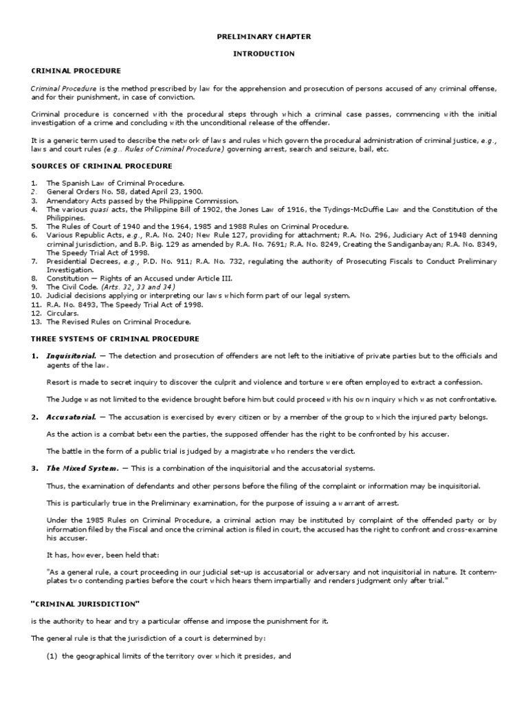 Overview of Criminal Procedure Systems | PDF | Criminal Procedure In ...