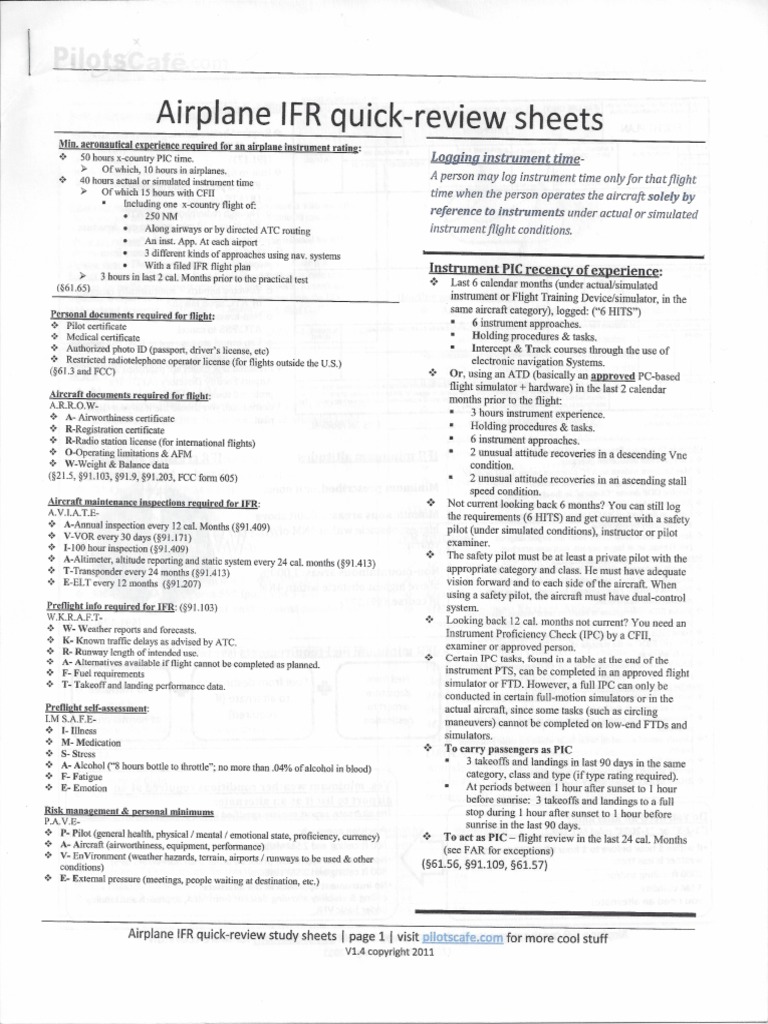 IFR Oral Review | PDF