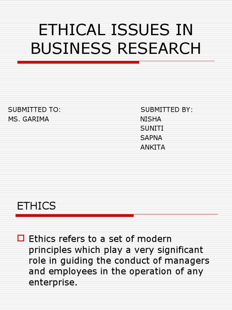 Ethical Issues in Business Research PDF