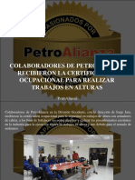 PetroAlianza - Colaboradores de Petroalianza Recibieron La Certificación Ocupacional para Realizar Trabajos en Alturas