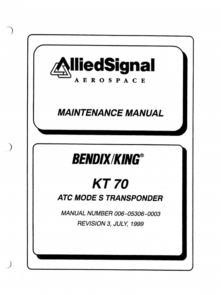 ATC Mode S Transponder KT 70 Maintenance Manual. Rev. 3, Jul 1999 | PDF ...