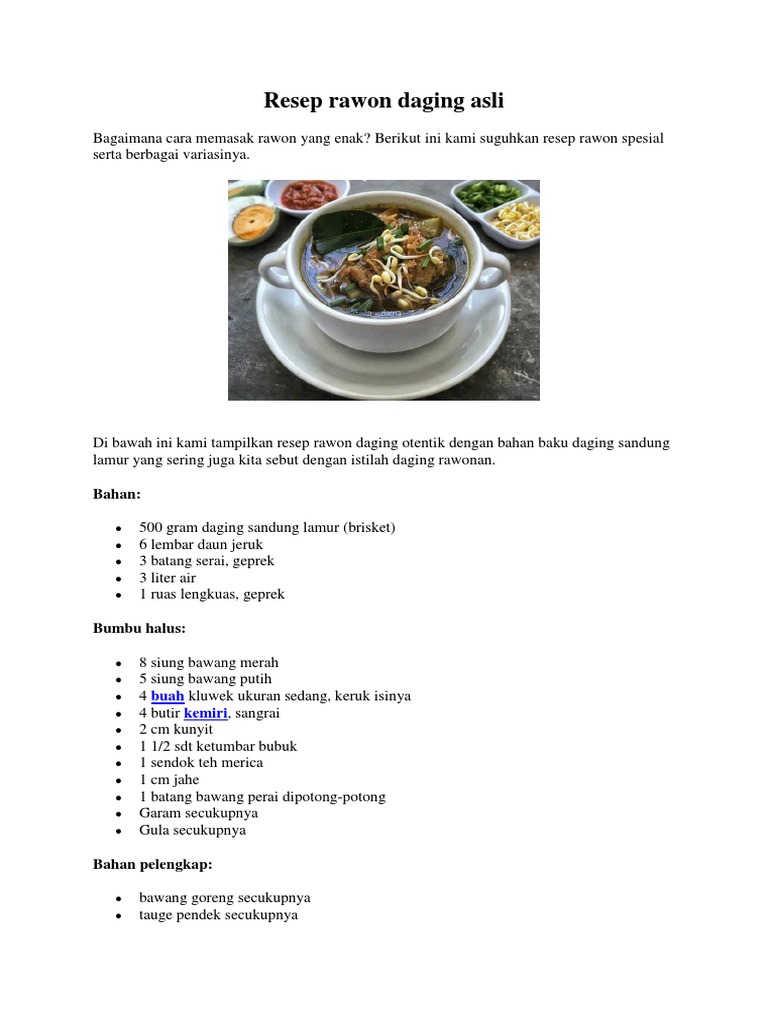 Resep Rawon Daging Asli Pdf