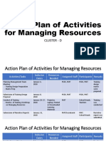 Action Plan of Activities For Managing Resources