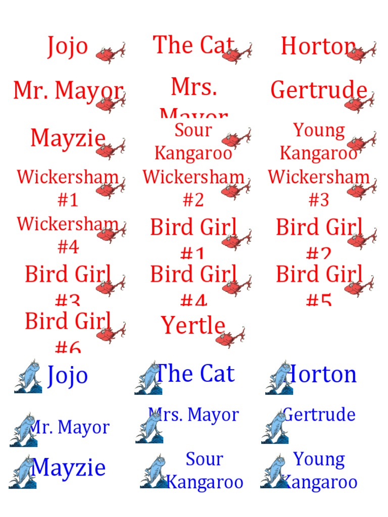 Seussical Script Labels | PDF