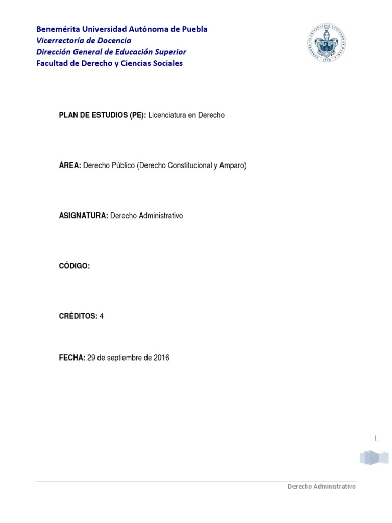 Plan de Estudios Derecho BUAP 2025 | PDF | Ley administrativa ...