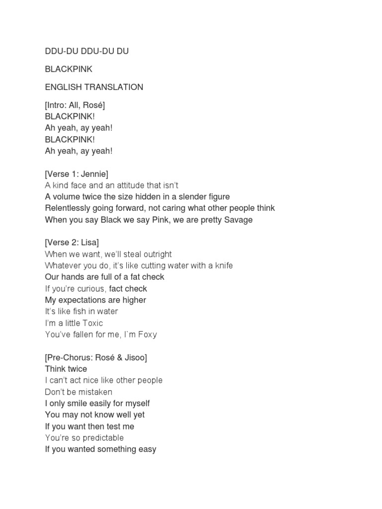 Ddu Ddu Du Du PDF Song Structure Songs