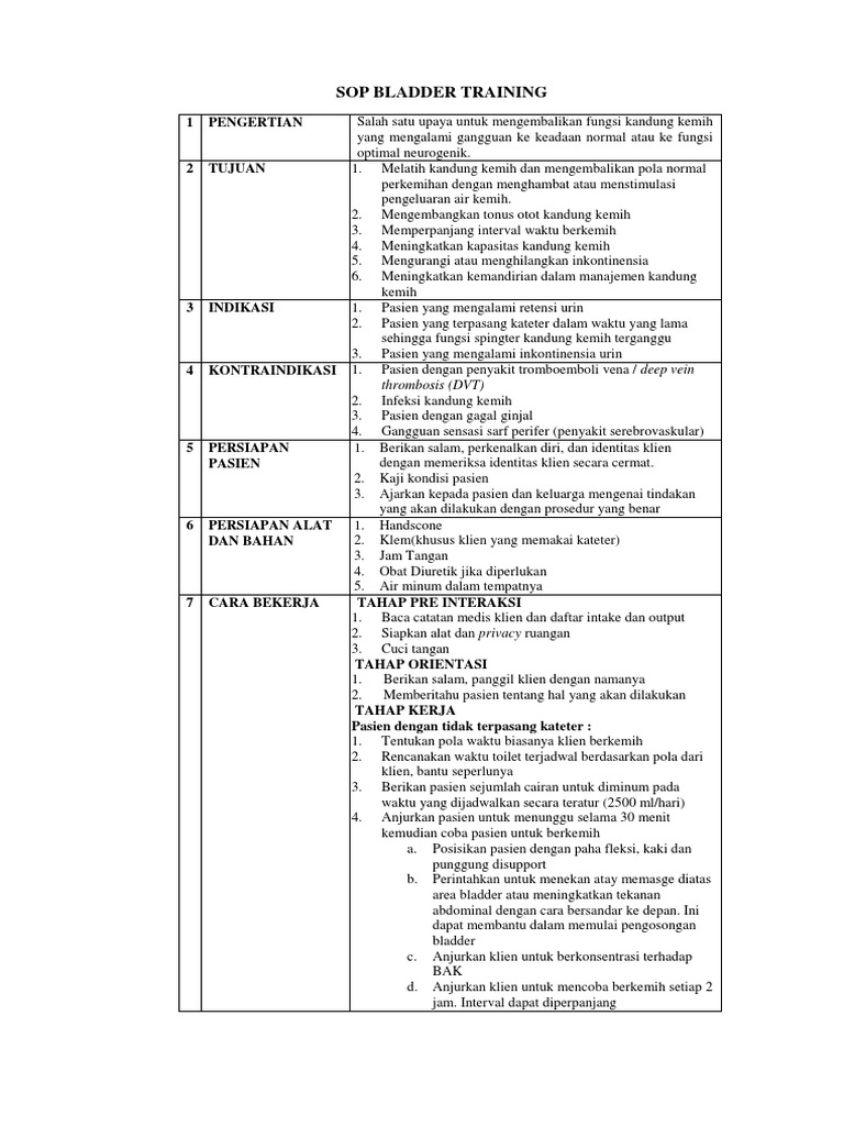 Sop Bladder Training PDF