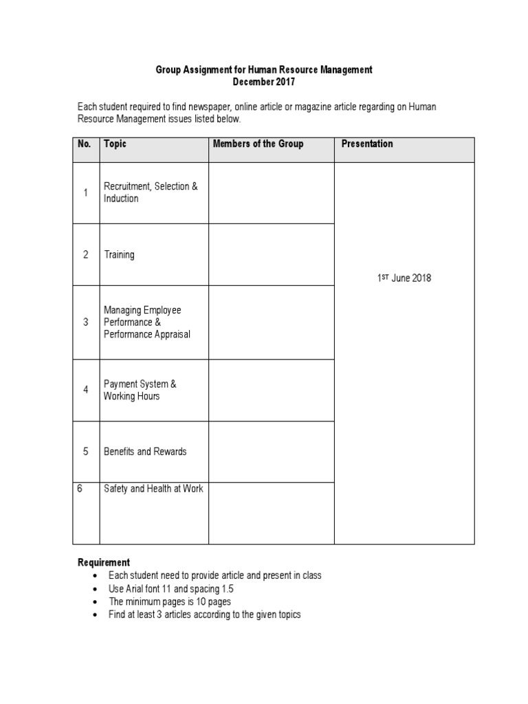 Human Resource Management Group Project | PDF | Career & Growth | Self ...