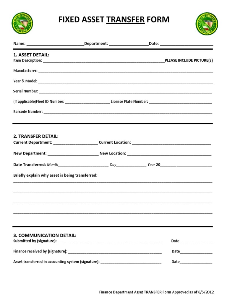 Fixed Asset Transfer Form Template | PDF | Barcode | Vehicle ...