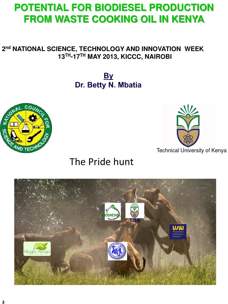 Potential For Biodiesel Production From Waste Cooking Oil In Kenya