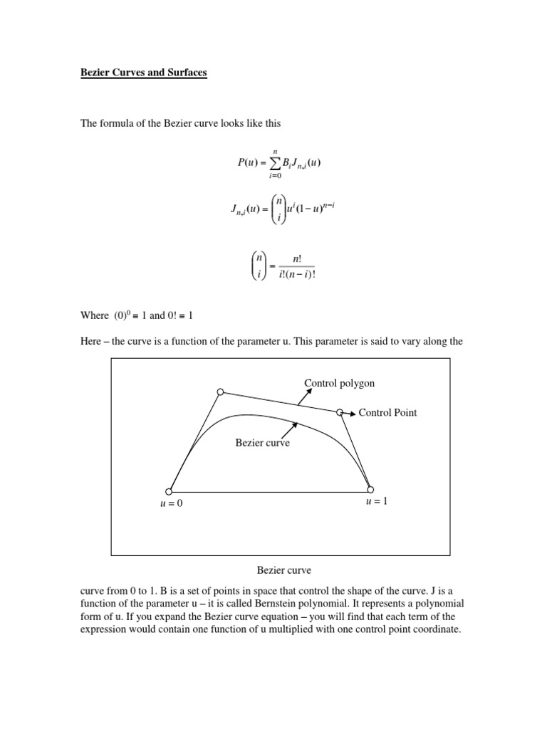 Bezier Curves and Surfaces Continue | PDF | Equations | Mathematical ...