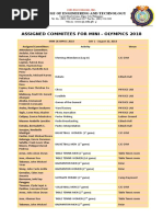 Assigned Commities For Mini Olympics