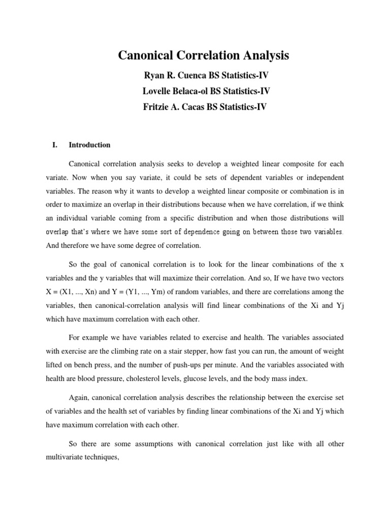7thcanonical Correlation Analysis PDF | PDF | Correlation And ...