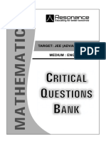 JEE (ADVANCED) 2014 MATHEMATICS CRITICAL QUESTIONS BANK