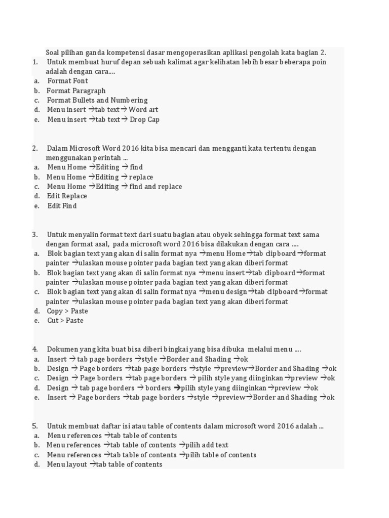 Cara Membuat Soal Pilihan Ganda Di Word 2007 Dunia Sosial