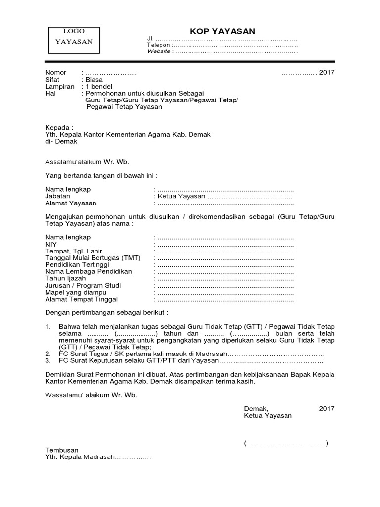 Surat Permohonan Usulan