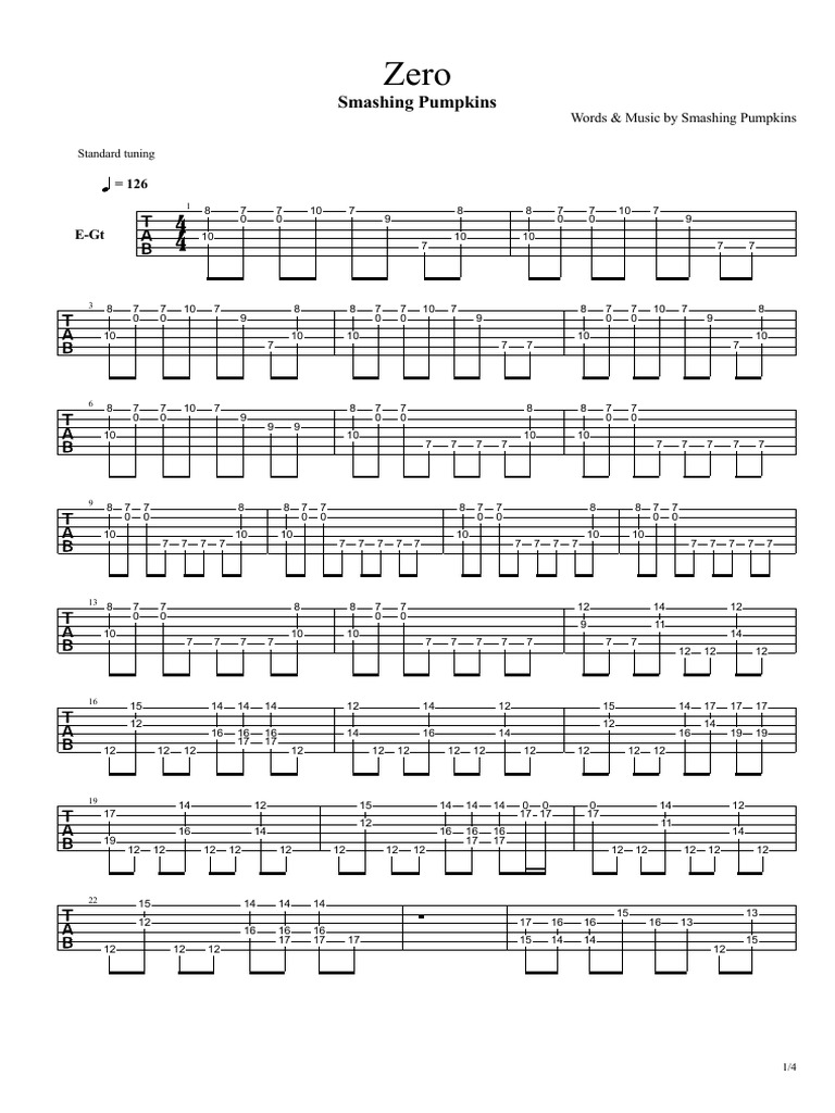 THE SMASHING PUMPKINS ギタースコア Smashing Pumpkins - Zero | PDF | Chordophones | European Musical