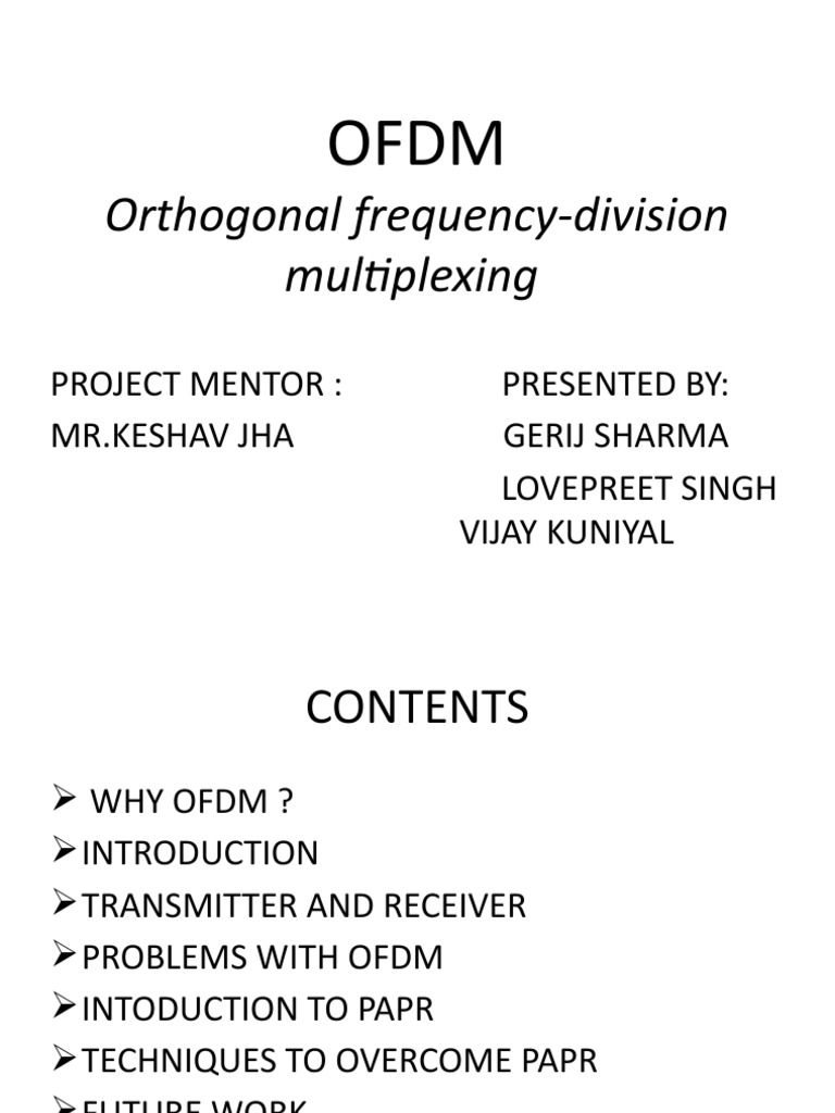 OFDM: Techniques and Challenges | PDF | Orthogonal Frequency Division ...