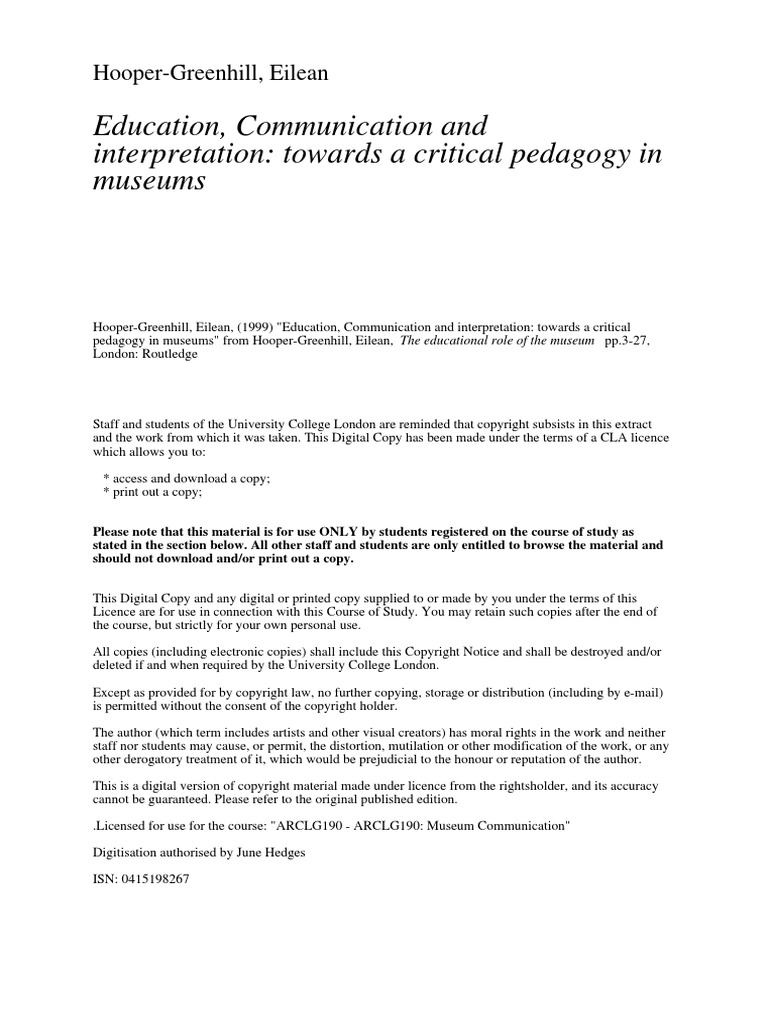 HooperGreenhill, Eilean Education PDF