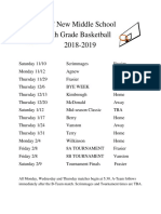 2018-2019 8th Grade Basketball Schedule