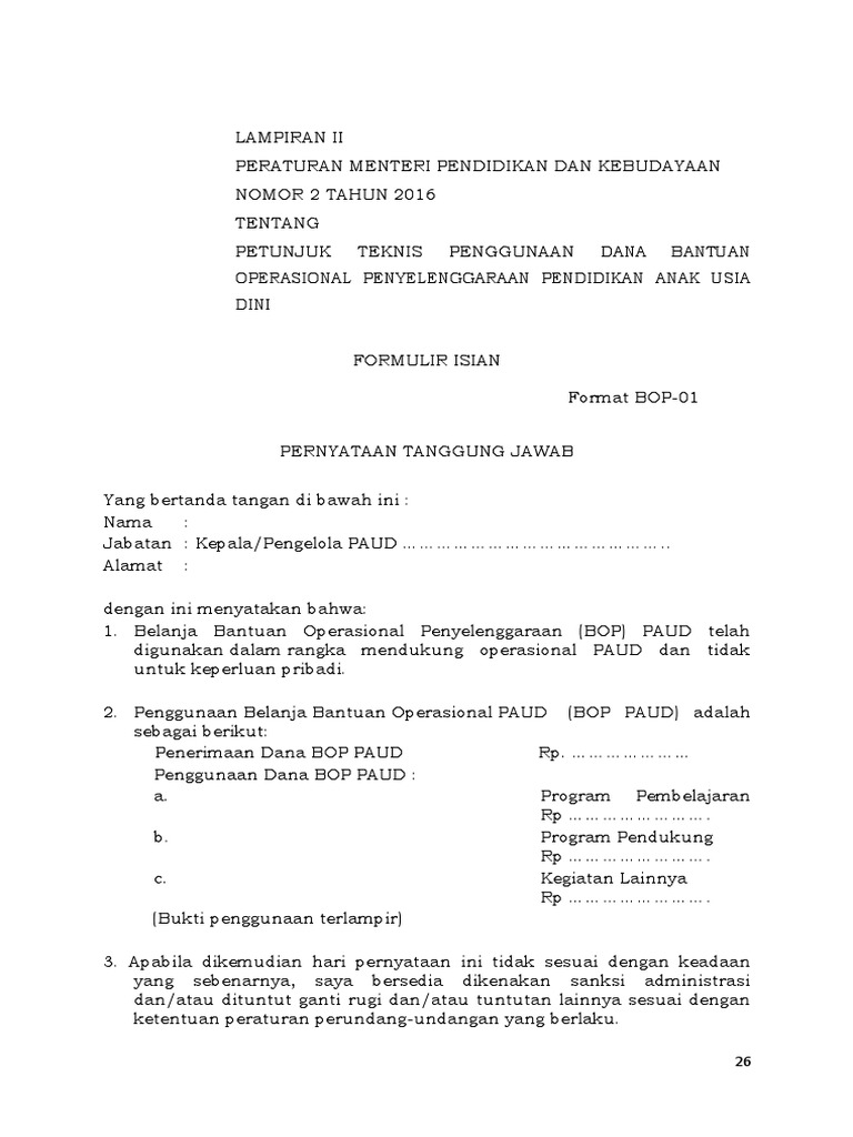 Format BOP PAUD PDF | PDF
