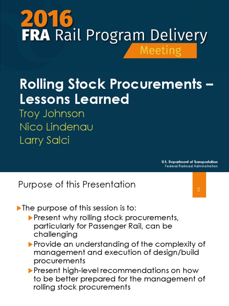 Lessons in Rolling Stock Procurement | PDF | Request For Proposal ...