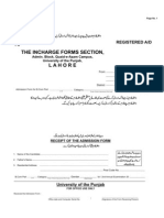 To The Incharge Forms Section, Lahore: Registered A/D