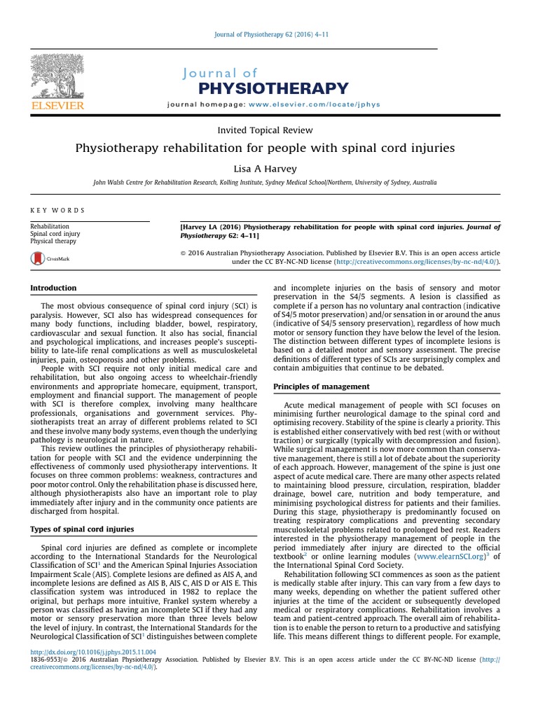 Physiotherapy Rehabilitation For People With Spinal Cord Injuries | PDF ...