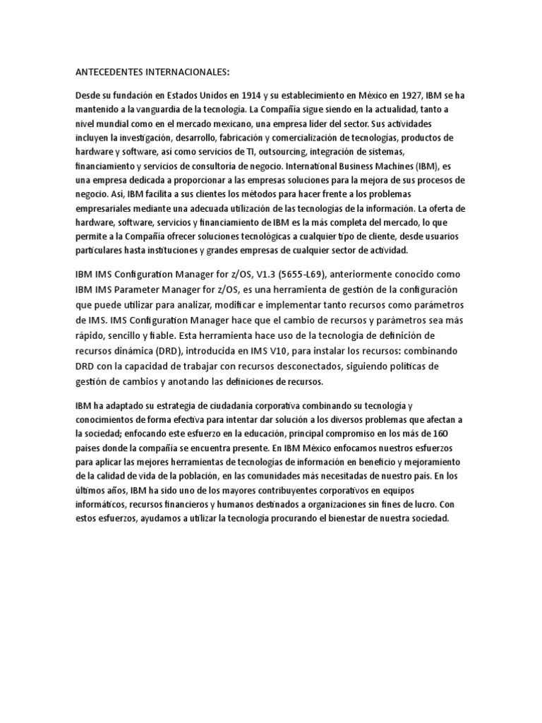 IBM y su impacto en tecnología y sociedad | PDF | Ibm | Software