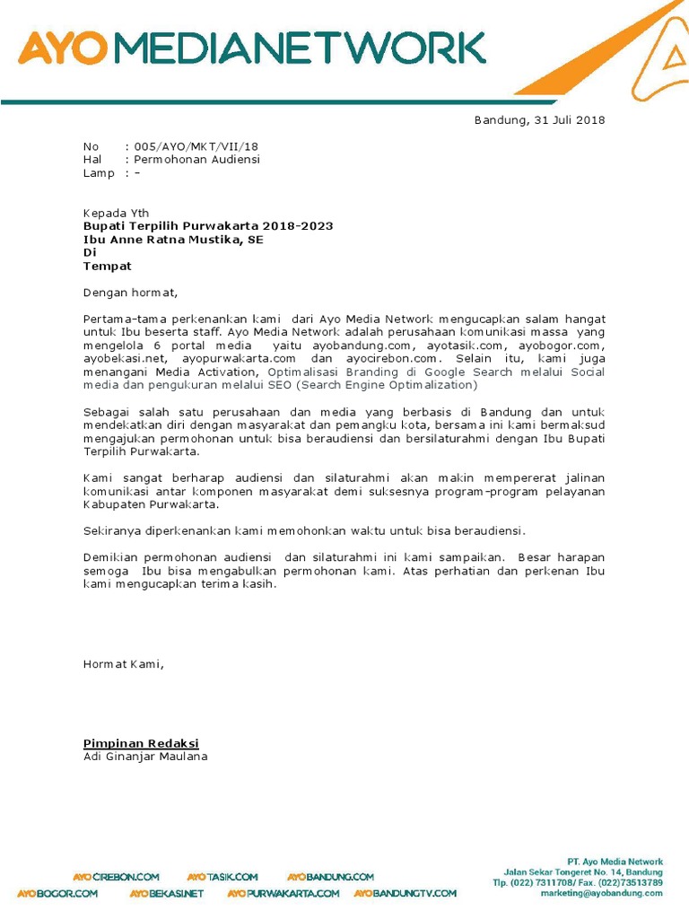 Surat Audiensi Purwakarta | PDF